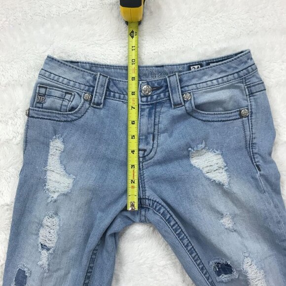 Miss Me Boyfriend Capri Jeans Womens 24 Light Wash Distressed - Picture 7 of 8